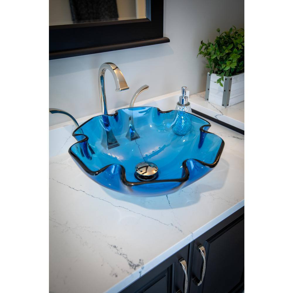 Eden Bath Wave Rim Glass Vessel Sink in Blue EB_GS50