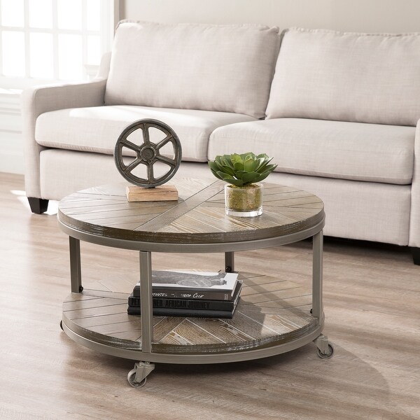 SEI Furniture Kenya Industrial Brown Wood Coffee Table