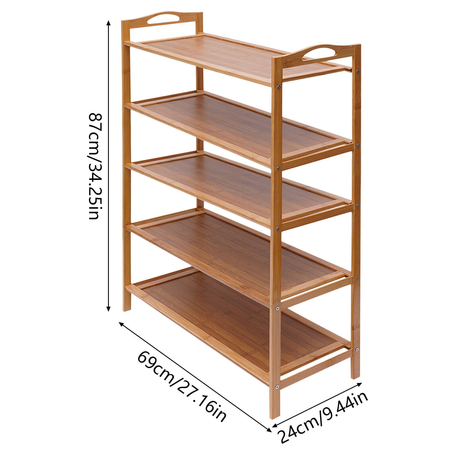 Miumaeov 5 Tier Shoe Rack Bamboo MDF Entryway Shoe Shelf Cabinet Shoe Storage Organizer