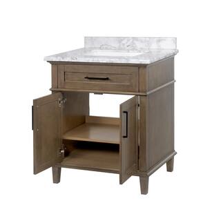 Home Decorators Collection Sonoma 30 in. W x 22 in. D x 34.3 in. H Bath Vanity in Almond Latte with White Carrara Marble Top Sonoma 30AL