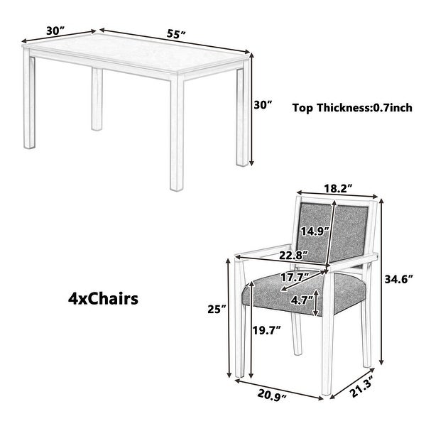 Wood 5-Piece Dining Table Set