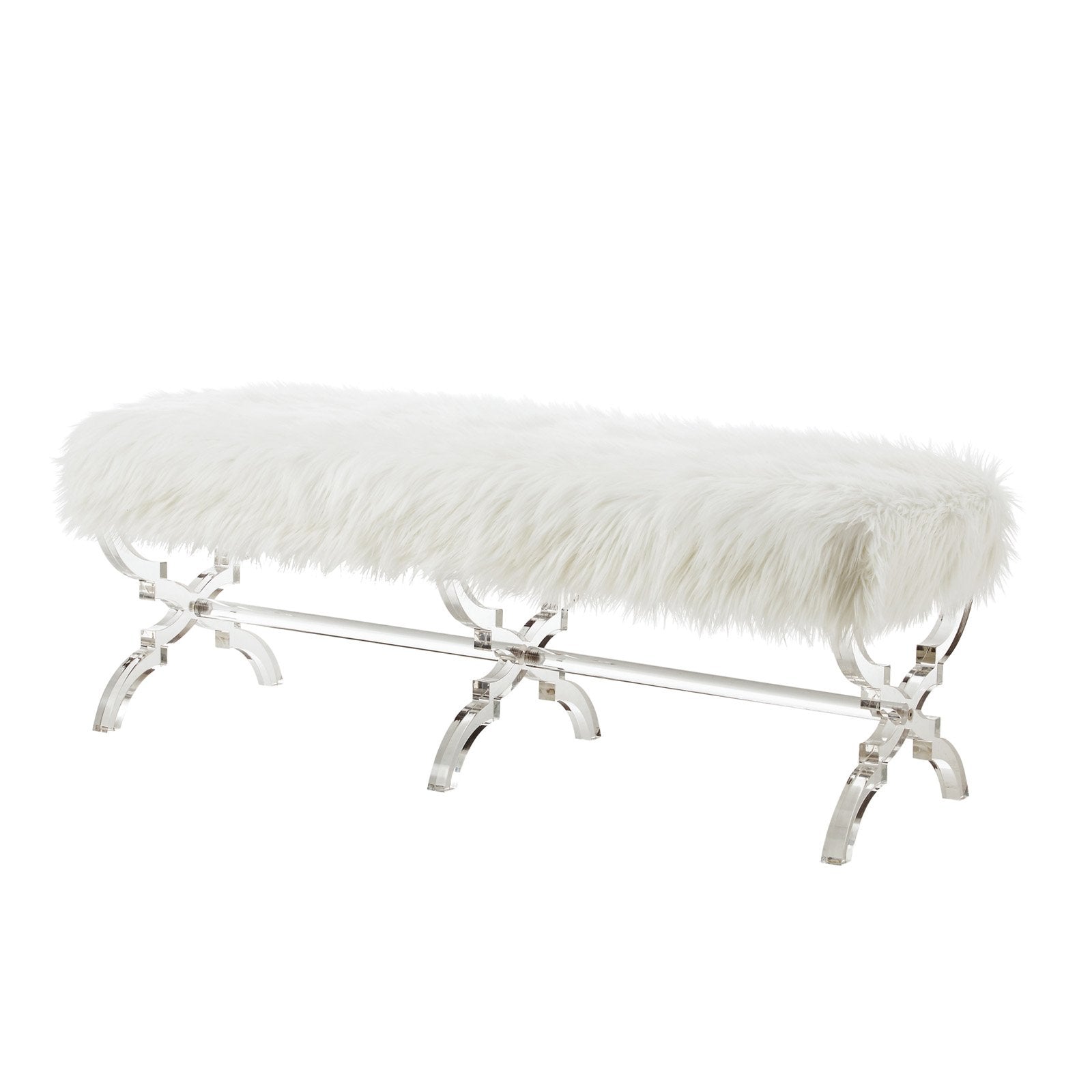 Inspired Home Melody Faux Fur and Acrylic Backless Bedroom Bench