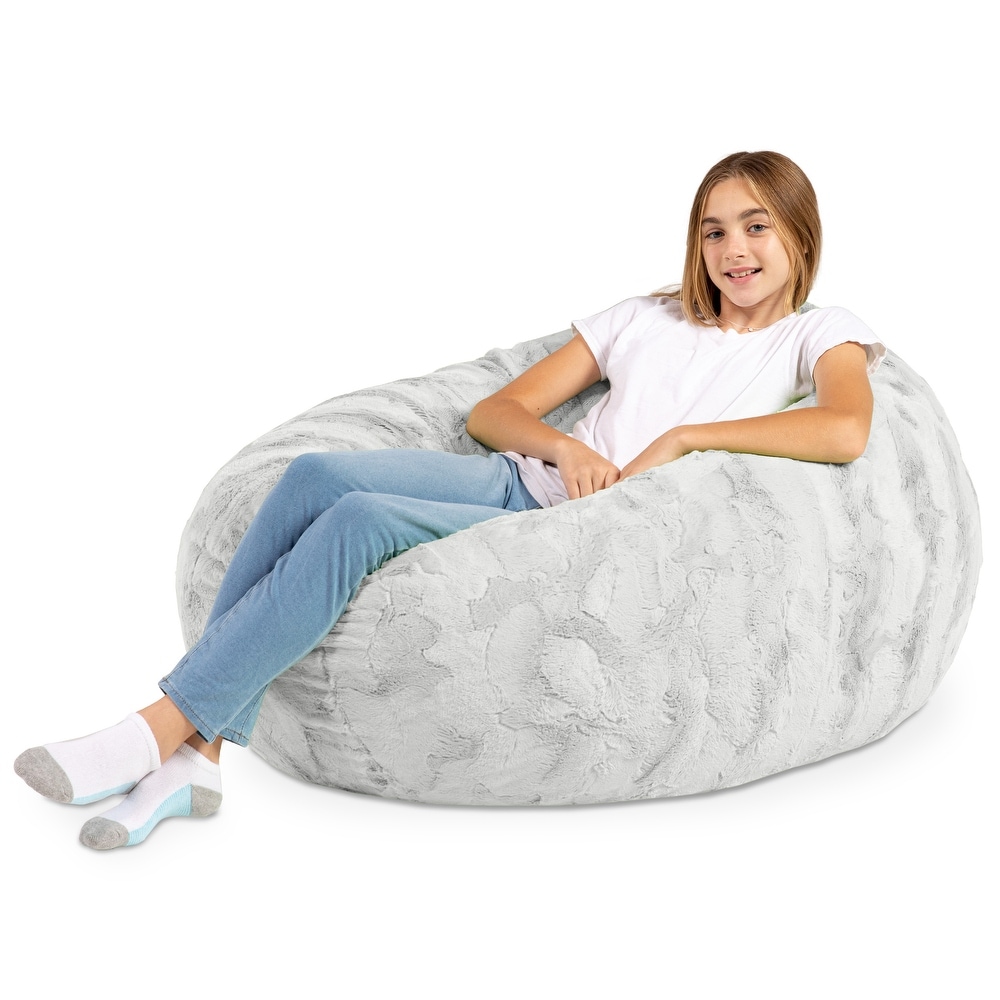 Jaxx Cocoon 4 Foot Kids Bean Bag Chair and Crash Pad   Faux Fur