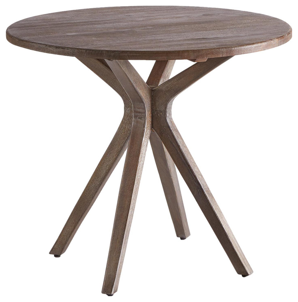 Luxe Gray Wood Mid Century Modern Round Table Accent Cafe Entry Bistro 36 in   Midcentury   Side Tables And End Tables   by My Swanky Home  Houzz