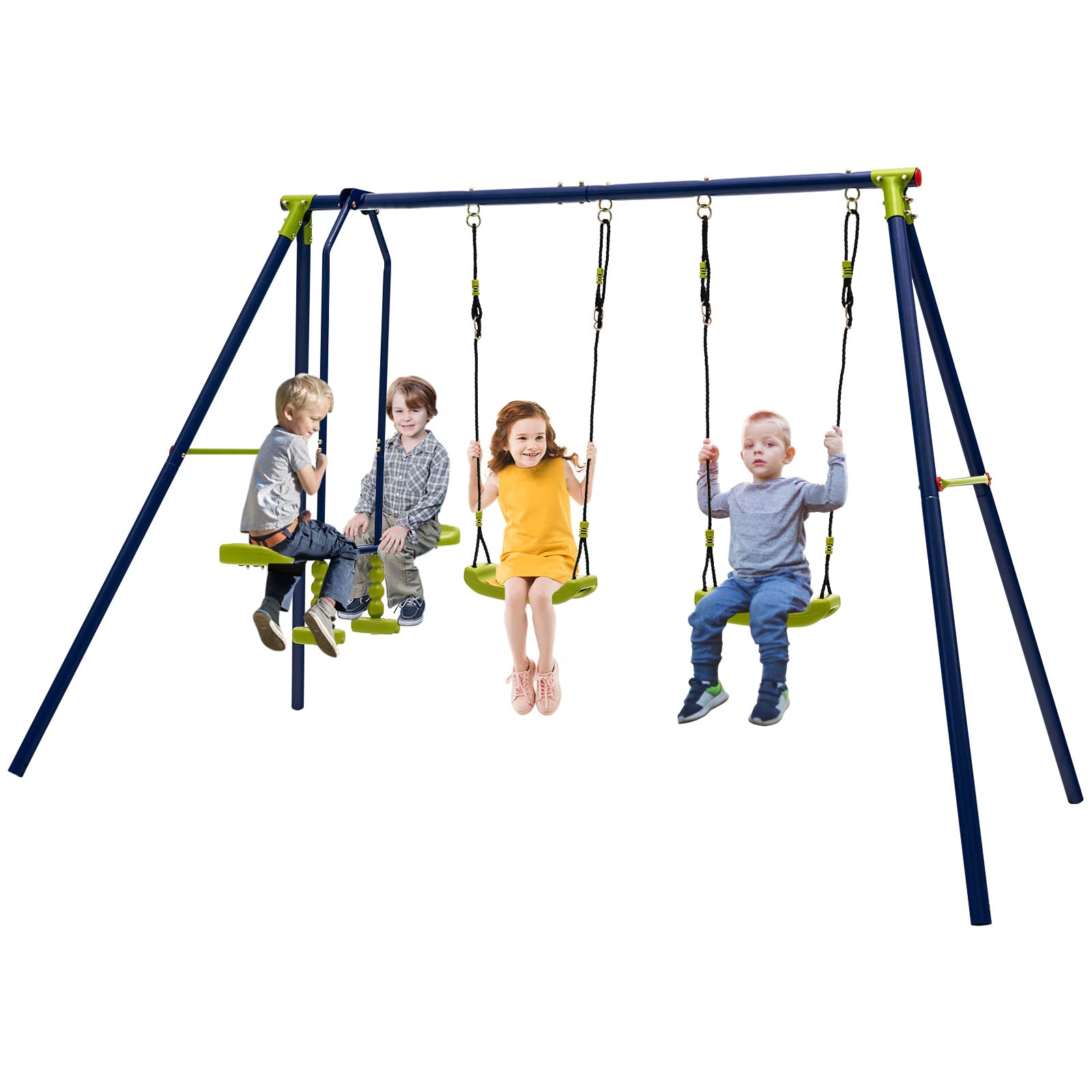 Costzon 440 lbs Swing Set for Backyard, 2-in-1 Heavy Duty Extra Large Metal Swing Frame