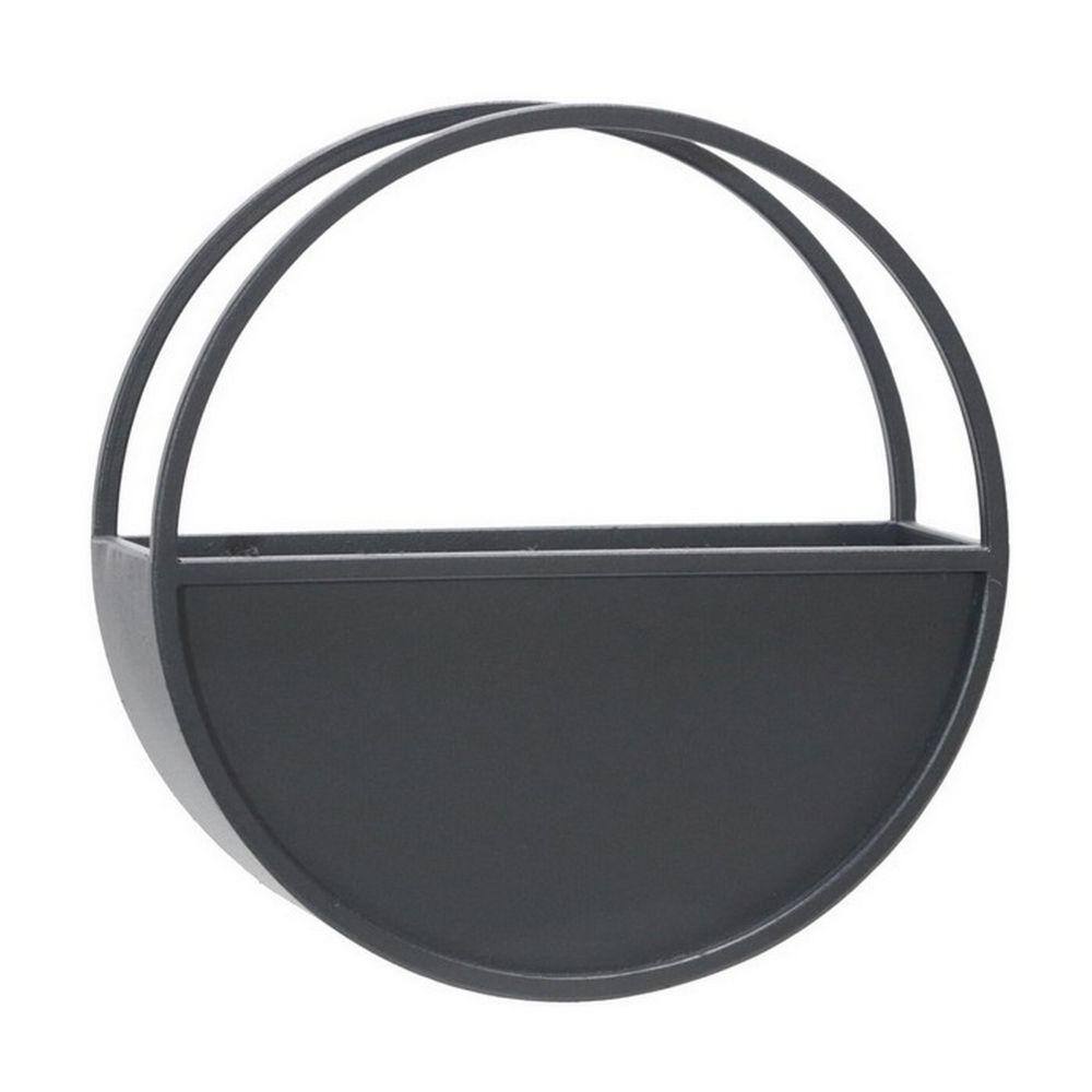 Benjara 12 in. Black Metal Frame Round Shaped Wall Planter (Set of 2) BM227309