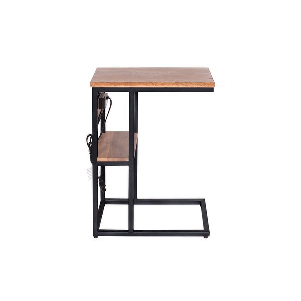 Trotts Modern Mango Wood and Iron Powered C Table