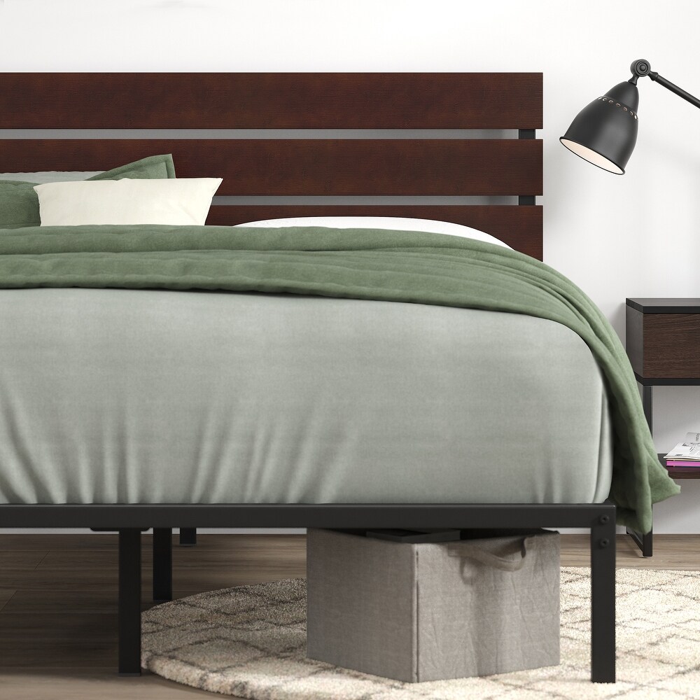 Priage by ZINUS Coffee Bean Bamboo and Metal Platform Bed Frame