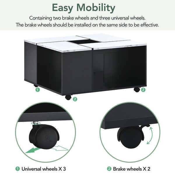 Modern 2-Layer Coffee Table with Four Open Shelves， 31.4