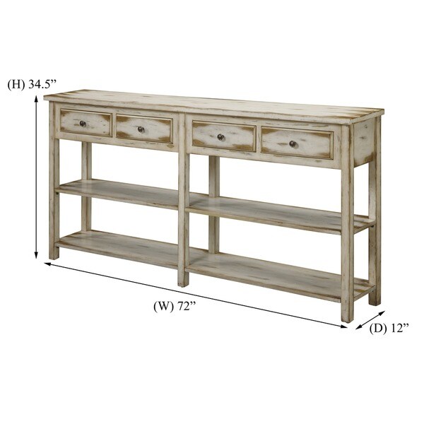 Somette Cream Rub-Through 4-Drawer Console Table - 72