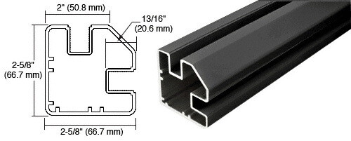 CRL 36 Long 2 x 2 5/8 Square 90 Degree Post