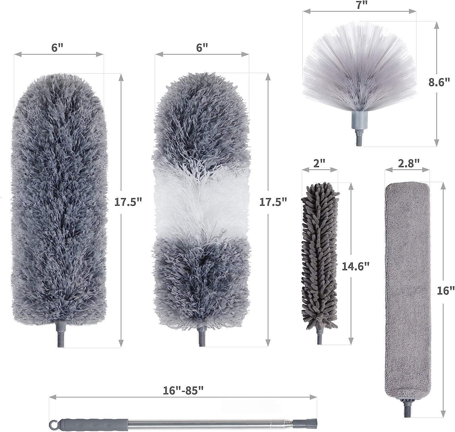 BOOMJOY Microfiber Feather Duster with Extendable Pole, 100