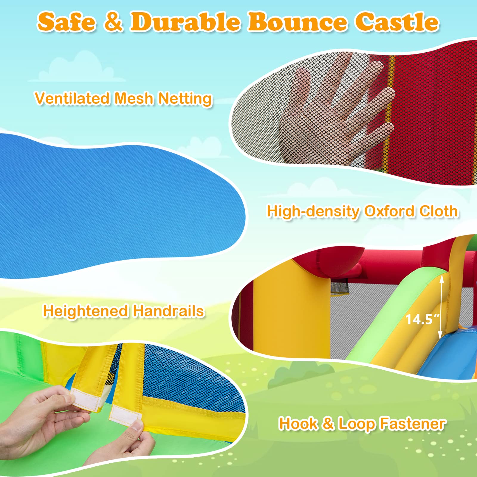 BOUNTECH Inflatable Bounce House, Bouncy House for Kids 5-12 Indoor Outdoor Fun