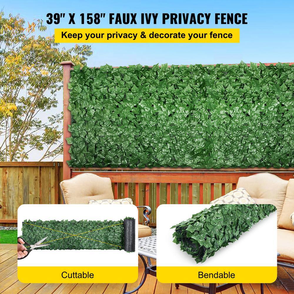 VEVOR Ivy Privacy Fence Screen 39 in. x 158 in. Faux Leaf Artificial Hedges 3-Layers Outdoor Greenery Leaves Panel for Garden RZZWWLYC39158C1GMV0