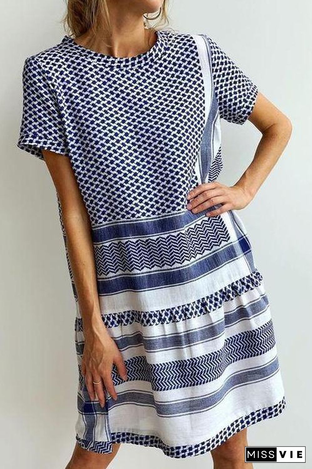 Print Short Sleeve Loose Dress