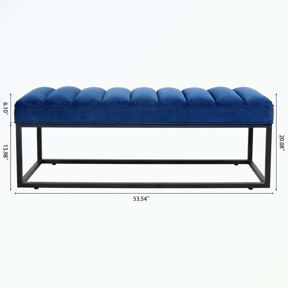 Metal Base Upholstered Bench for Bedroom and Entryway