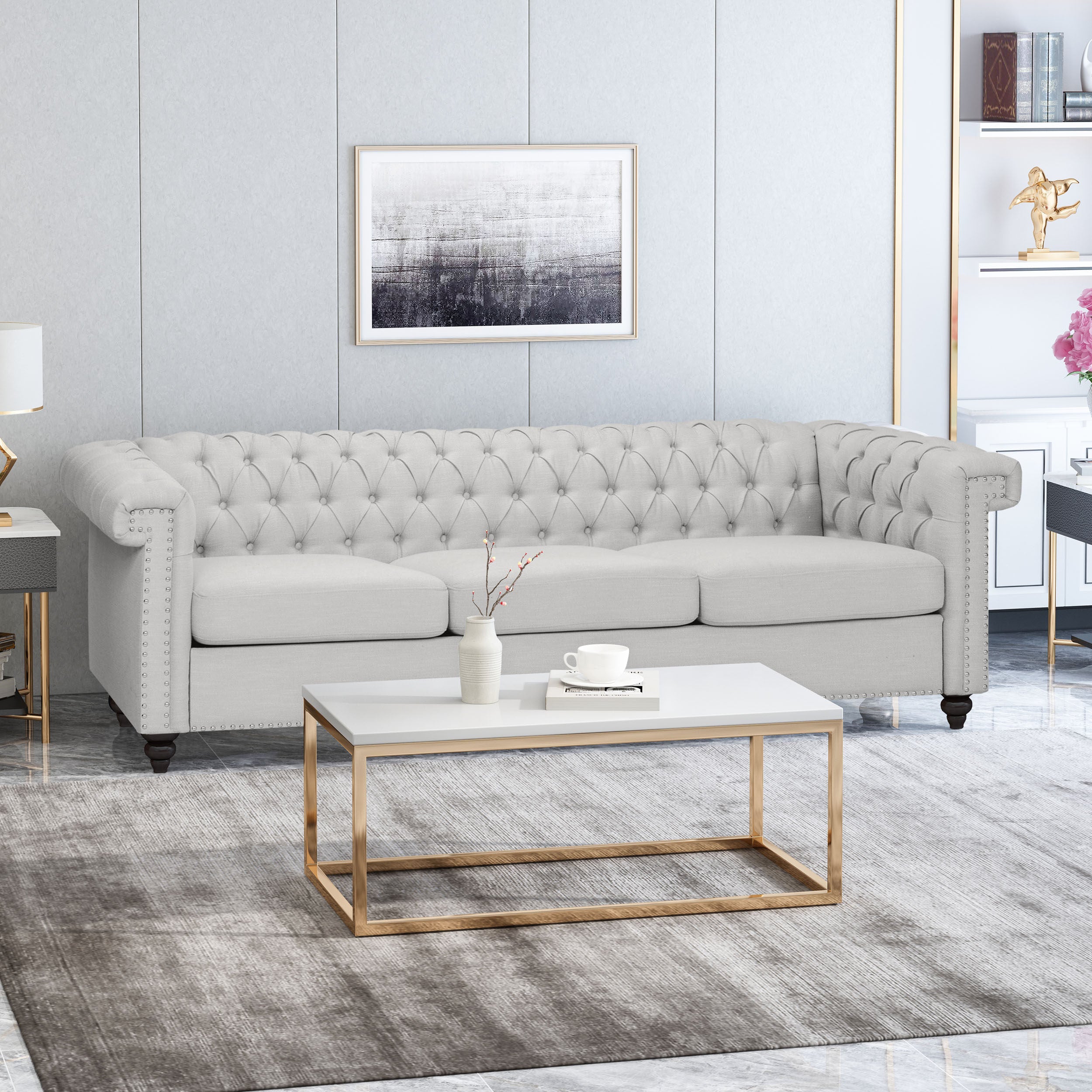 Zyiere Tufted Chesterfield 3 Seater Sofa