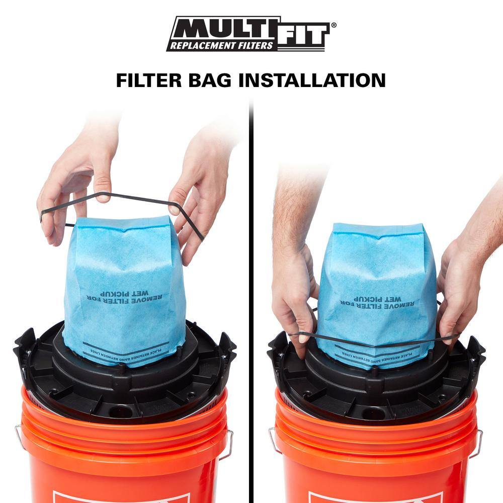 MULTI FIT Replacement Bag Filters with Band for Select Husky Stinger and Bucket Head Wet Dry Vacs (6-Pack) VF2000A