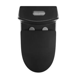 Stivier 12 in. Rough-In 1-Piece 1.11.6 GPF Dual Flush Elongated Toilet in Black. Seat Included OT-1MB-PS