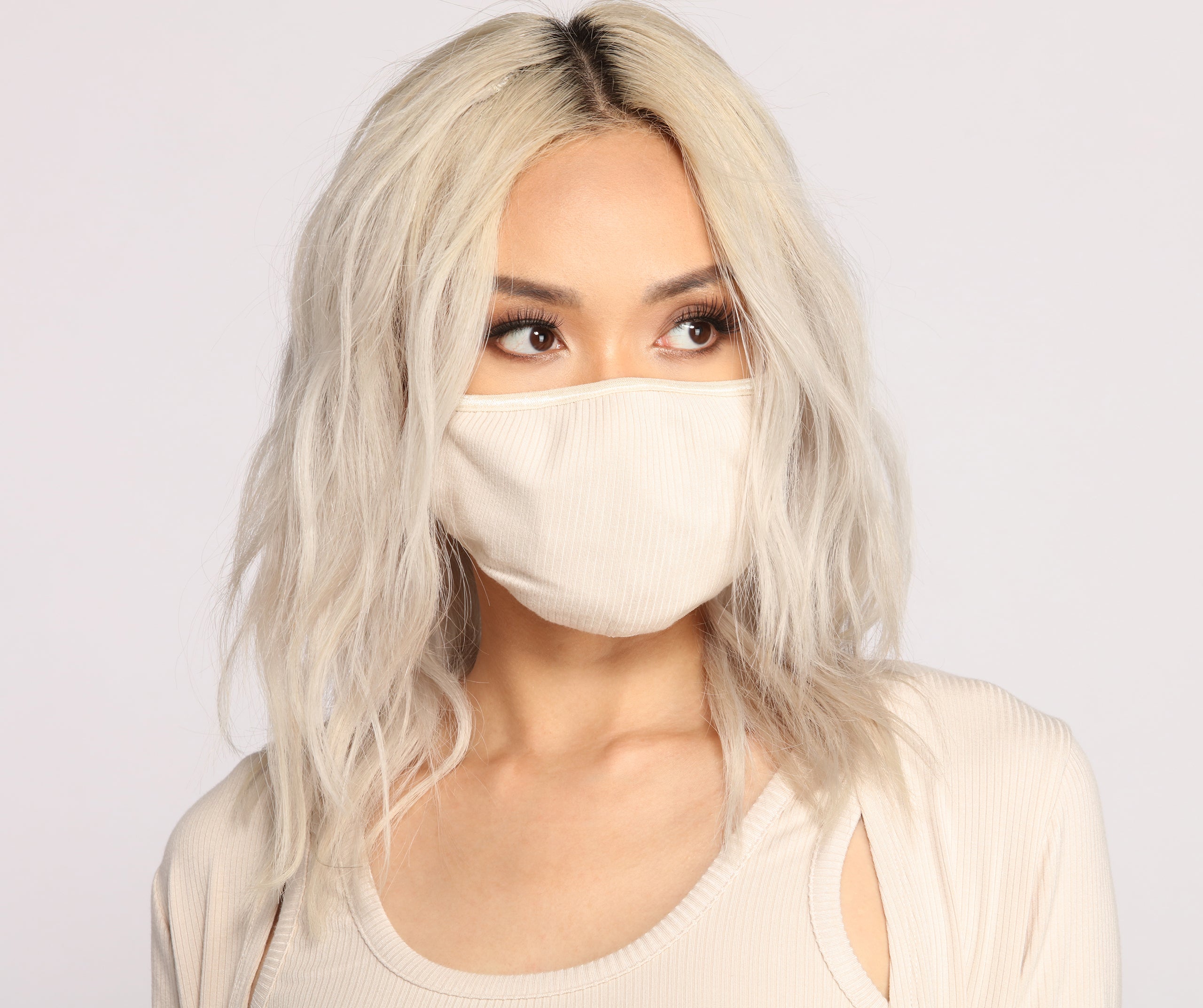 Basic Ribbed Knit Face Mask