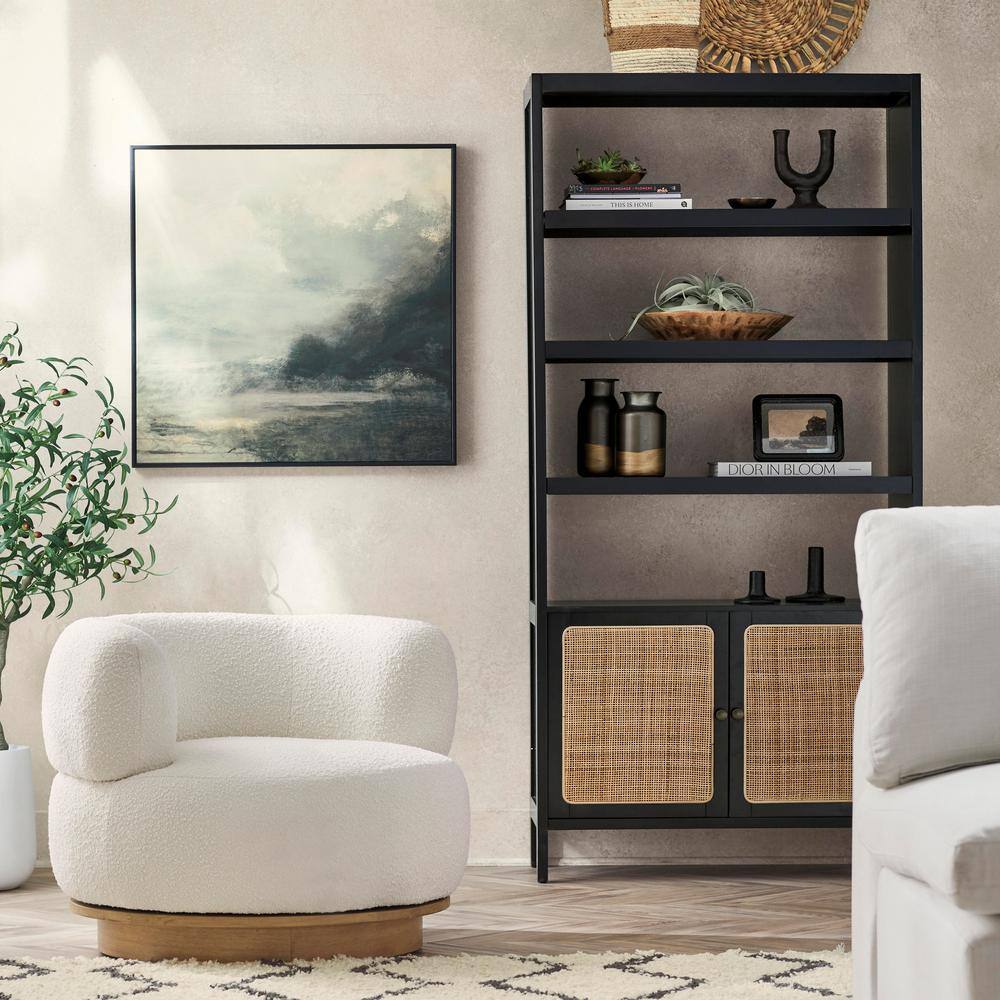 SEI FURNITURE Carondale 74 in. Wide Black 4-shelves Standard Bookcase HD109619