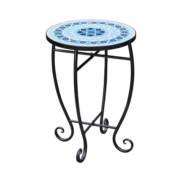 Mosaic Patio Side Table With Iron Legs Teamson Home