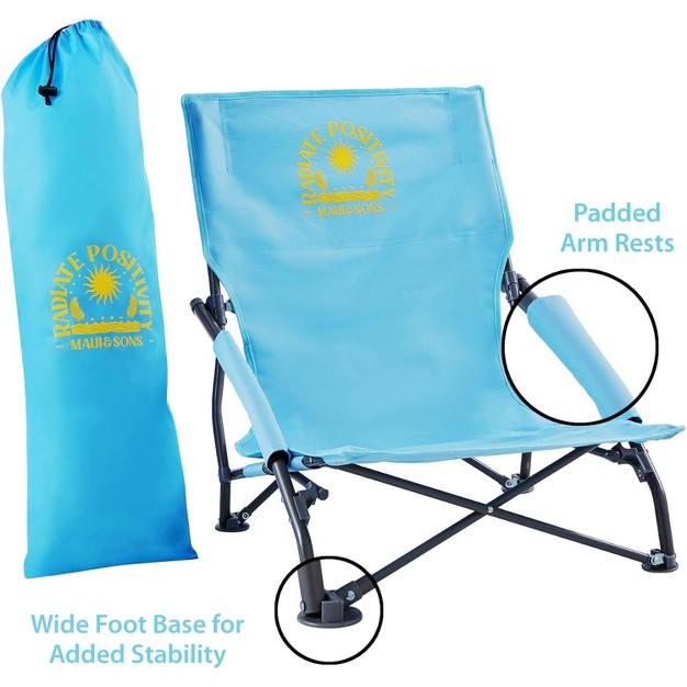 Maui And Sons Comfort Sling Back Bag Beach Camping Picnic Chair Lite Blue