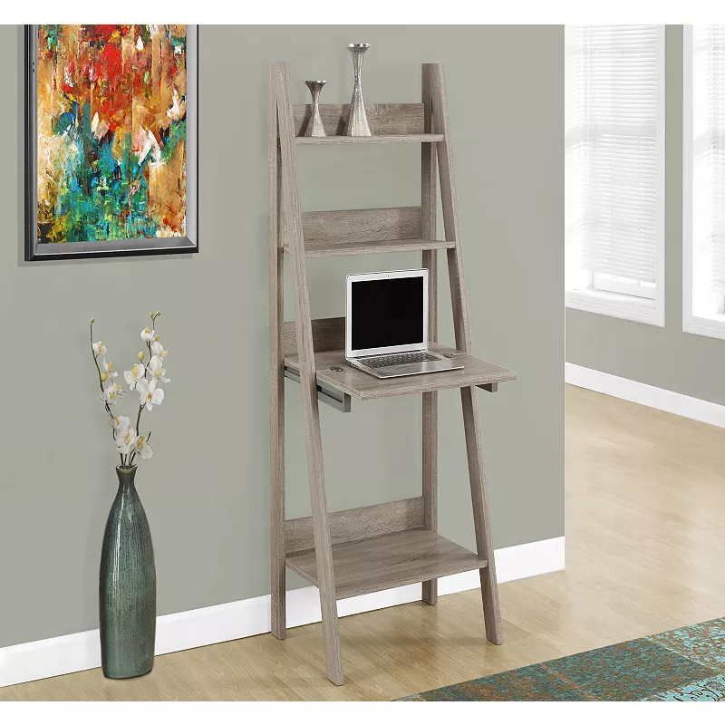 61 Taupe Brown Contemporary Ladder Computer Desk