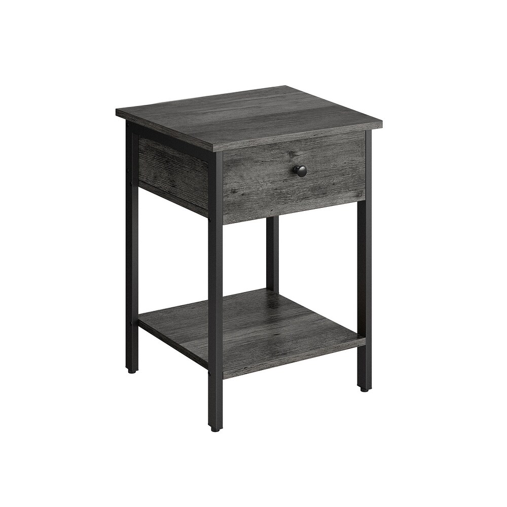 Nightstand with Drawer and Shelf Stone