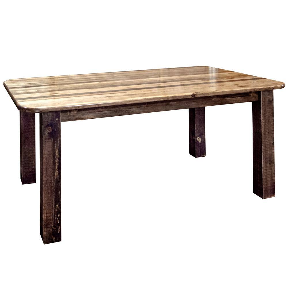 MONTANA WOODWORKS Homestead Collection Early American 4-Post Table with Leaves MWHCDT4PLSL