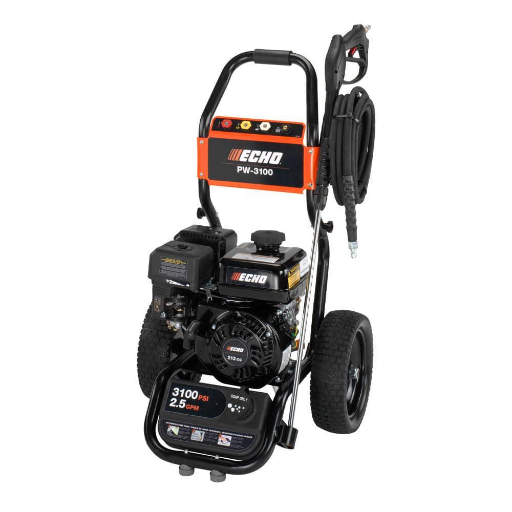 ECHO 3100 PSI 25 GPM Gas Cold Water Pressure Washer with 212 cc 4Stroke Engine and 25 Foot Hose with 4 Included Nozzle Tips