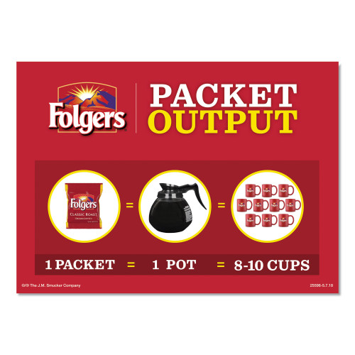 Folgers Coffee， Classic Roast， 0.9 oz Fractional Packs， 36/Carton (06125)