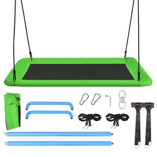 Gymax 60 in. Green Kids Giant Tree Rectangle Swing 700 lbs wAdjustable Hanging Ropes GYM07152