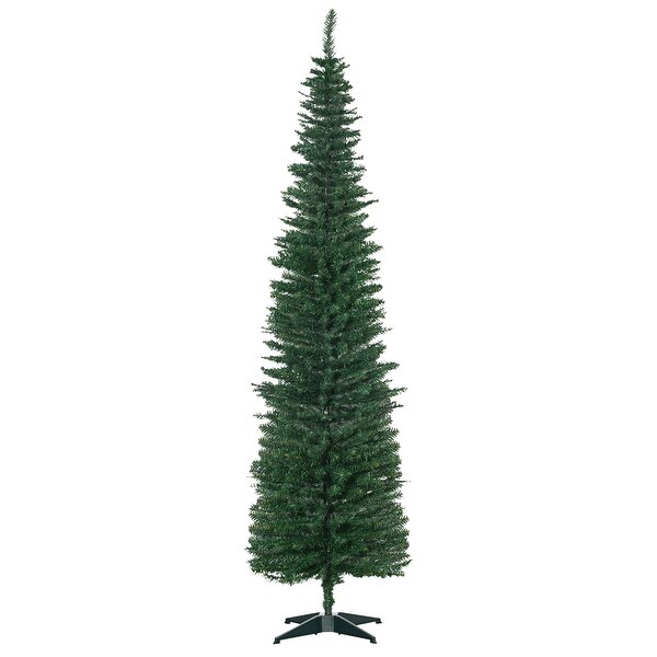 HOMCOM 7' Hinged Noble Fir Unlit Slim Christmas Tree with Stand