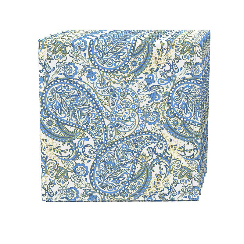 Napkin Set of 4， 100% Cotton， 20x20， Blue Paisley