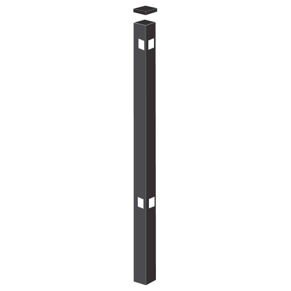 Barrette Outdoor Living Beechmont Heavy-Duty 2-1/2 in. x 2-1/2 in. x 5-7/8 ft. Black Aluminum Fence Corner Post 73009237