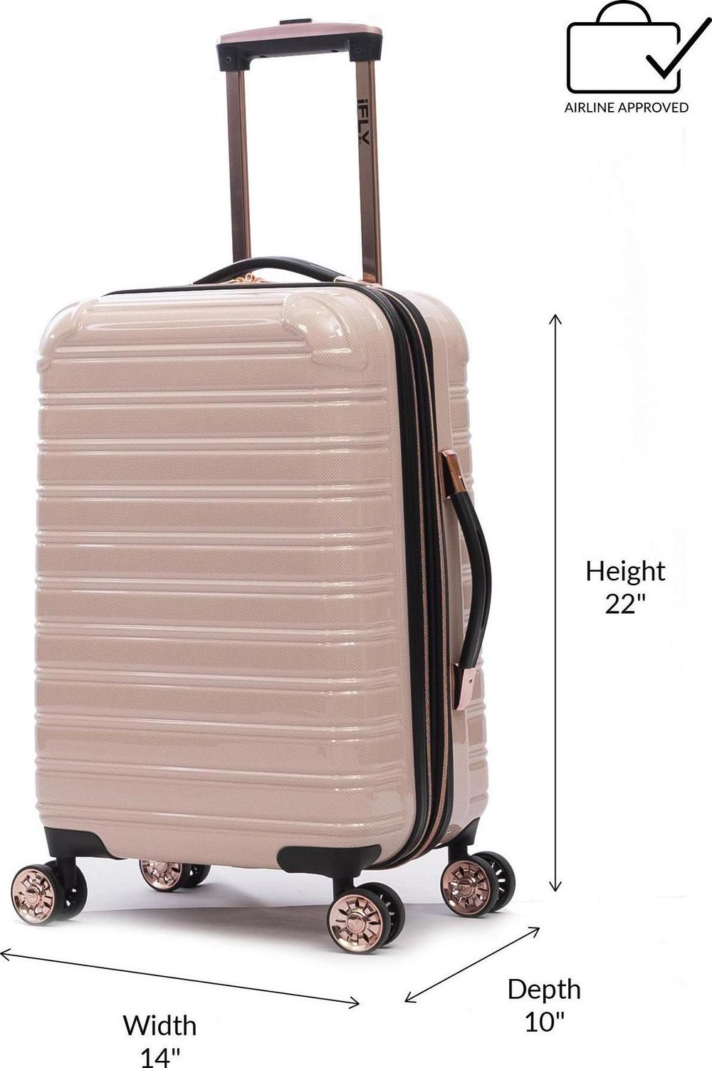 iFLY Hardside Luggage Fibertech 20 Inch Carry-on， Blush/Rose Gold