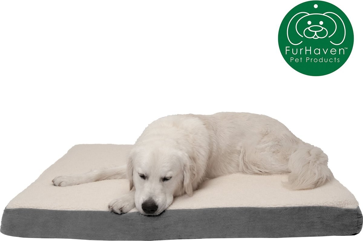 FurHaven Faux Sheepskin and Suede Deluxe Orthopedic Cat and Dog Bed w/Removable Cover