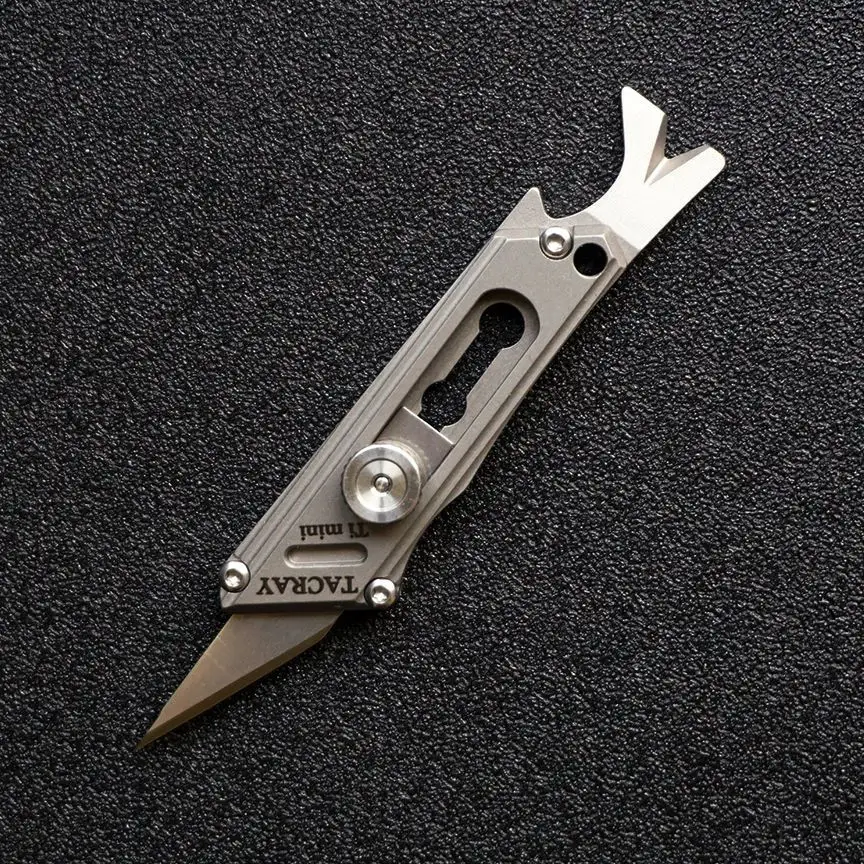 BST TI portable Titanium Mini Keychain utility knife EDC Gear pocket knife paper cutter keychain Knife camping Hiking Ultra co