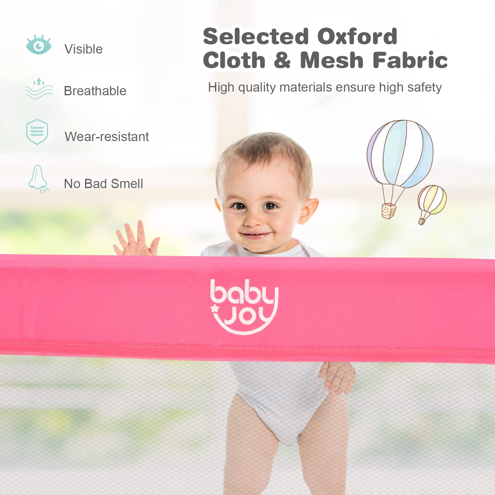 BABY JOY Bed Rails for Toddlers, 71'' Extra Long, Swing Down Bed Guard w/Safety Strap for Convertible Crib