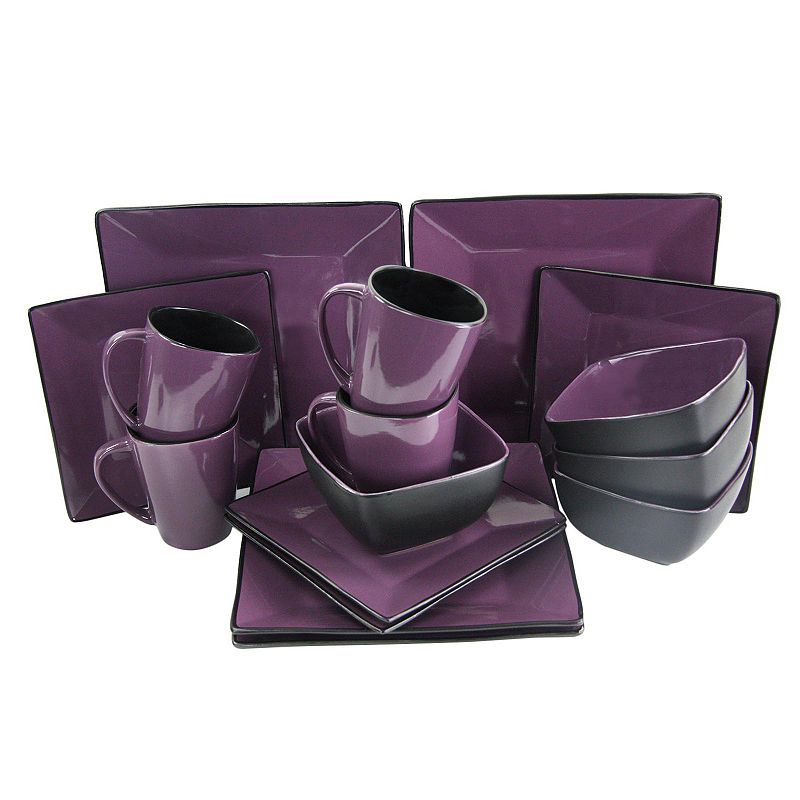 Elama Mulberry Loft 16 Piece Modern Premium Stoneware Dinnerware Set