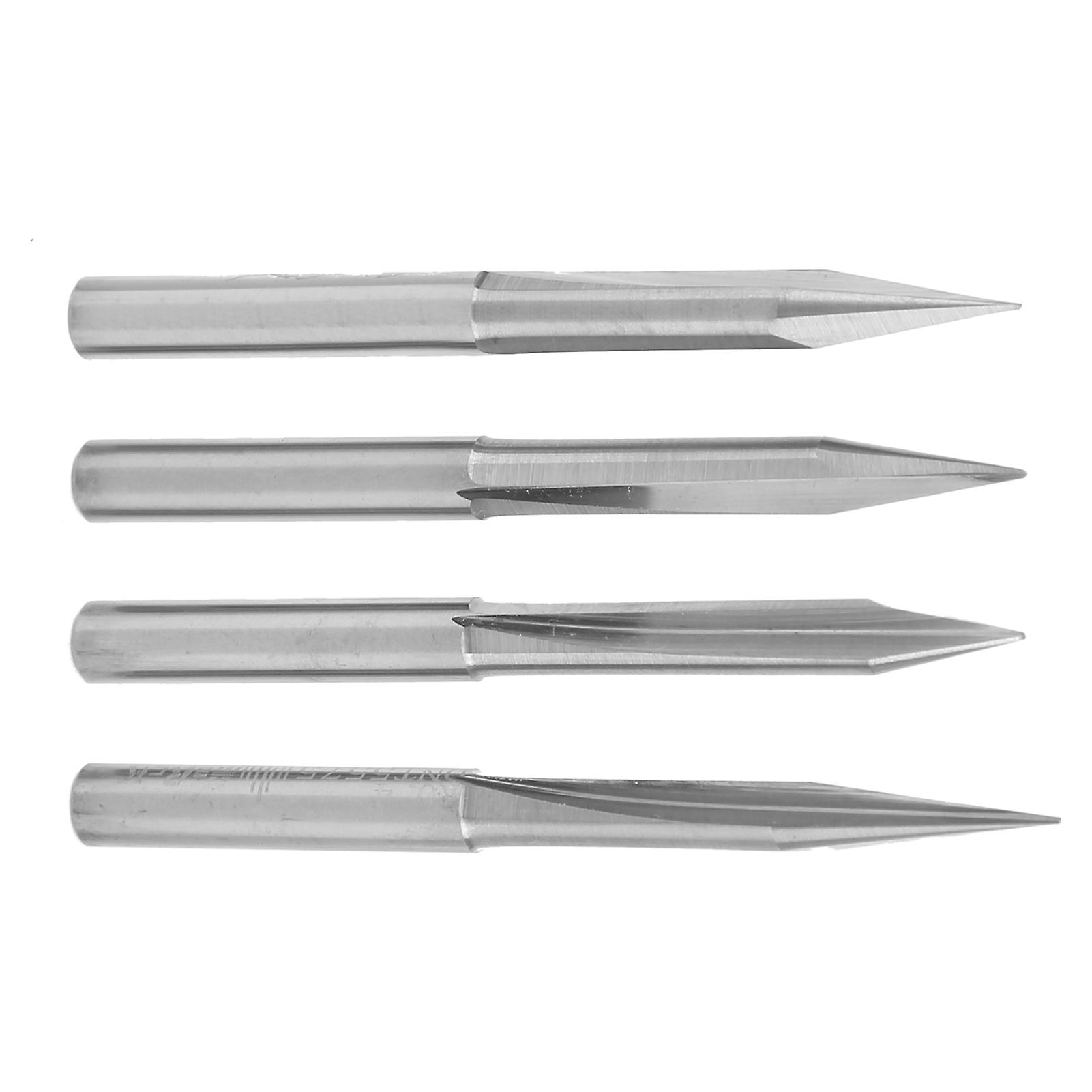 4pcs Vshaped Carving Cutter 2edged Engraving Bit 4x0.3x15/4x0.3x20/4x0.3x25/4x0.3x30