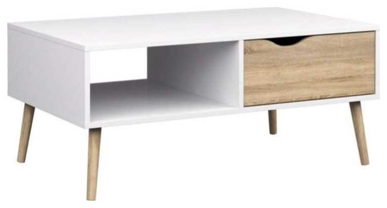 Pemberly Row Coffee Table in White Oak   Midcentury   Coffee Tables   by Homesquare  Houzz