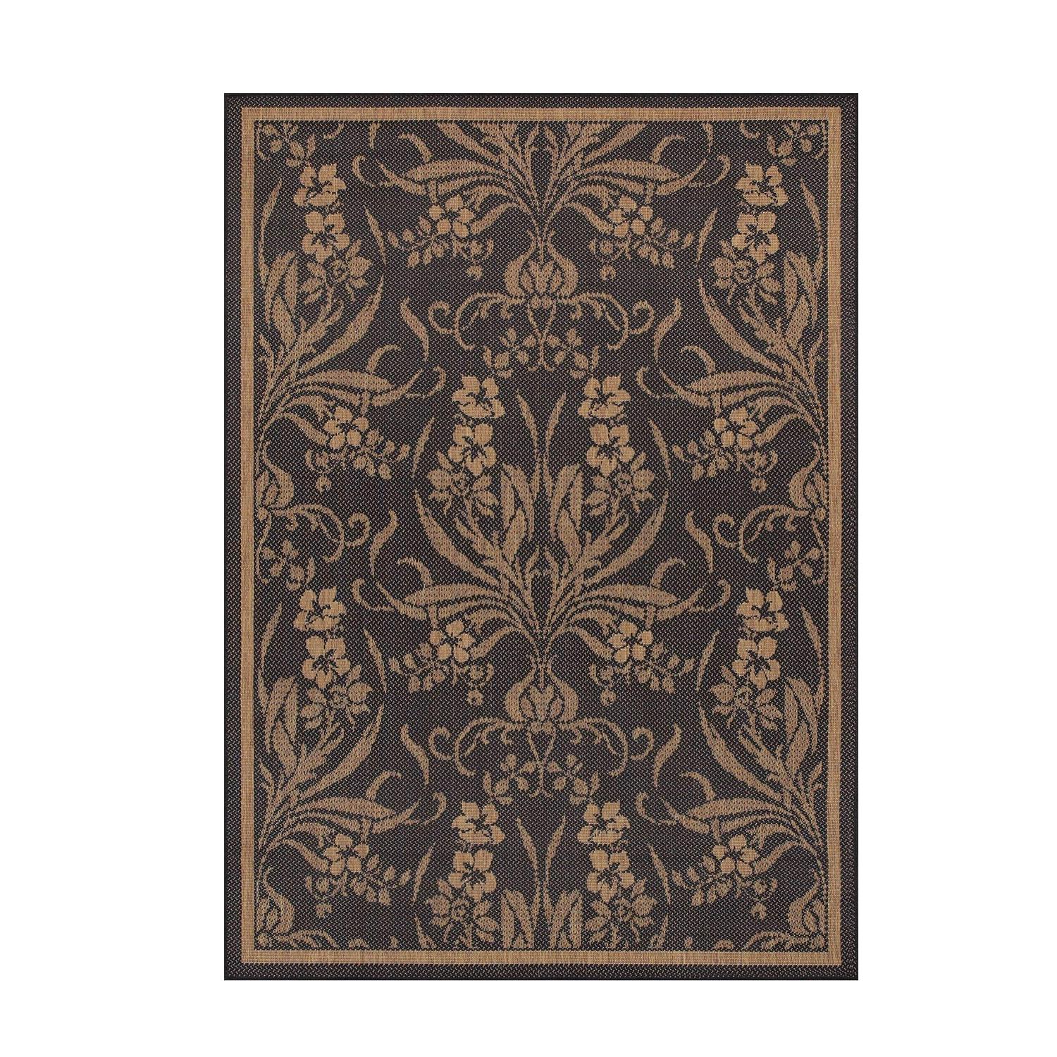 Couristan Recife Garden Cottage Area Rug， 23 x 119 Runner， Black-Cocoa