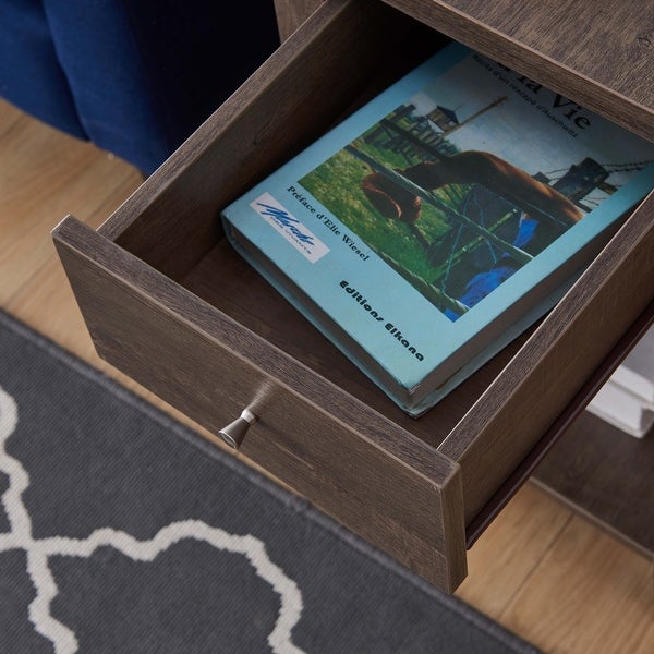 SINTECHNO Contemporary End Table With Drawer And Shelf