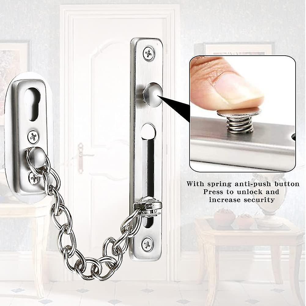 Security Chain，304 Stainless Steel Door Chain，door Chain Lock With Screws，brushed Chrome Silver