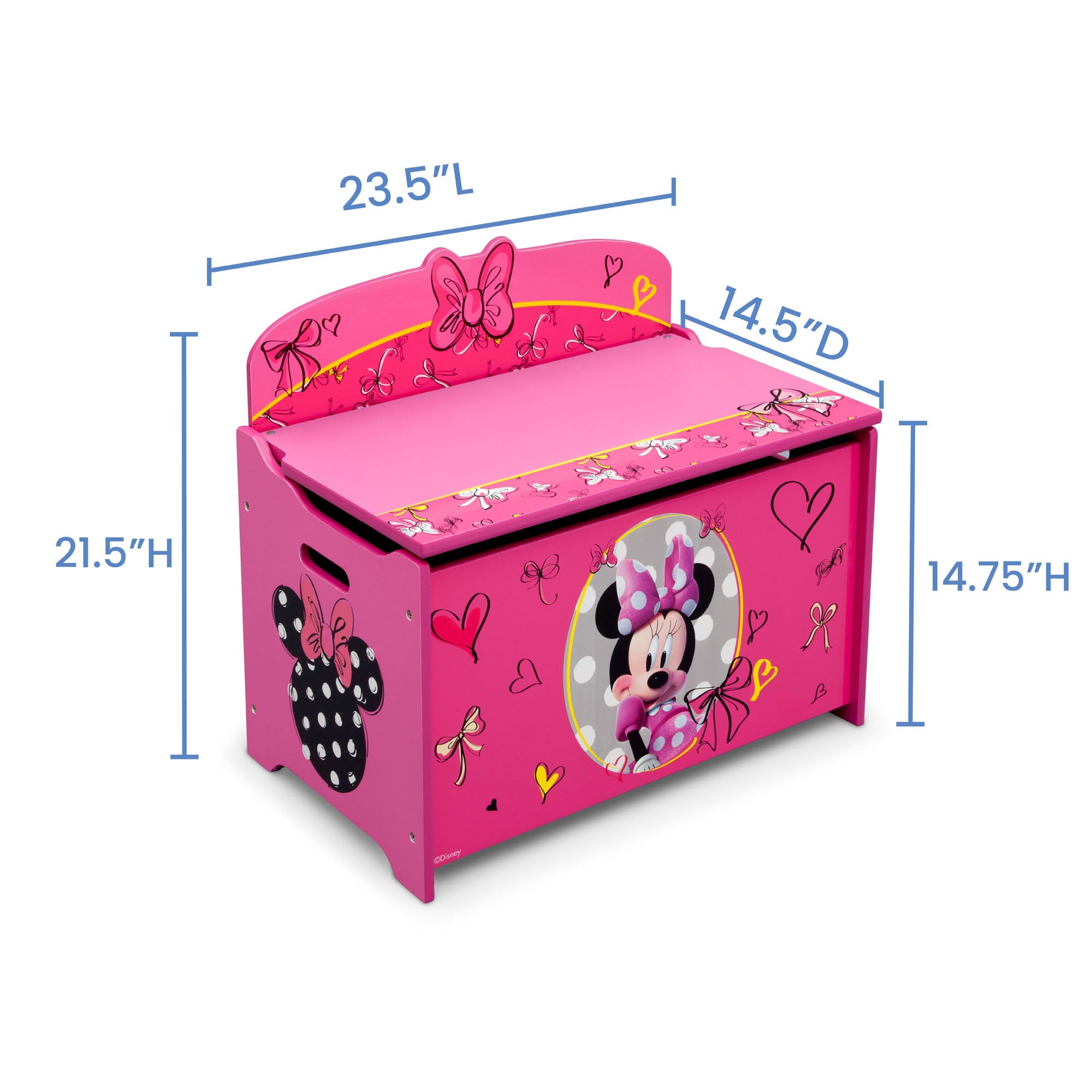 Disney Minnie Mouse Deluxe Wood Toy Box by Delta Children, Greenguard Gold Certified