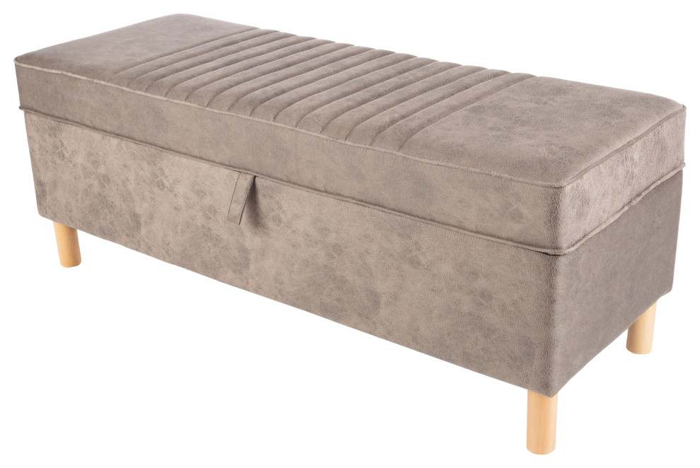 Suede Upholstered Footrest   Midcentury   Footstools And Ottomans   by Trademark Global  Houzz