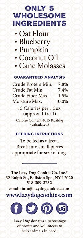 The Lazy Dog Cookie Co. Limited Ingredient Molasses Crisped Blueberry Oat Crunchy Baked Dog Treats， 14-oz box