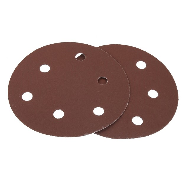 Unique Bargains 6 Hole Aluminum Oxide Sanding Discs 400 Grit Round Sandpaper 5 Inch Reddish Brown 30 Pcs